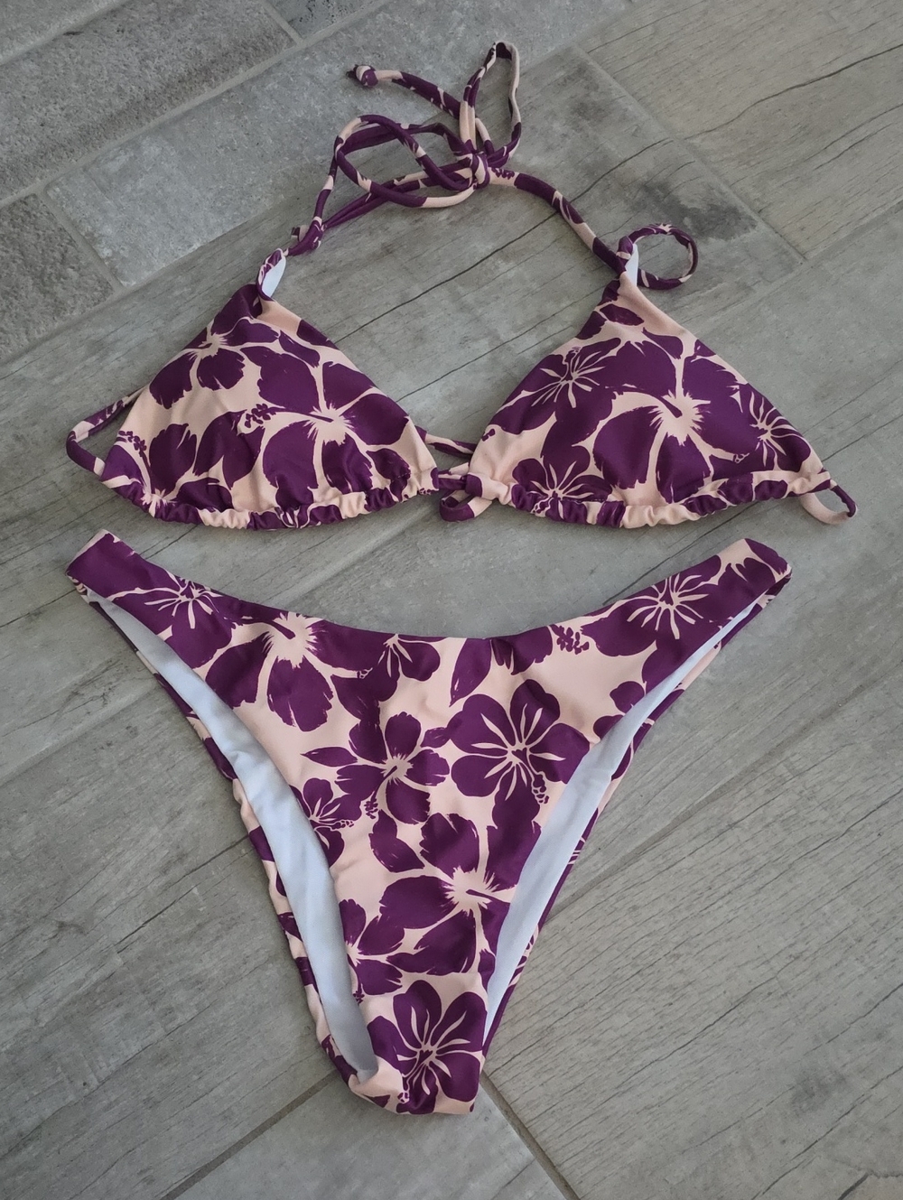 NWOT Floral Two-Piece Bikini Set in Purple & Blush